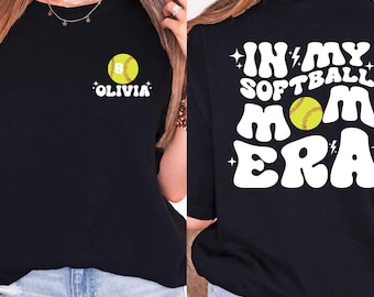 Comfort Colors® Custom Softball Mom T-Shirt, In My Softball Mom Era Tee, Game Day Softball Shirt, Sports Mom Top, Softball Lover Gift Shirt