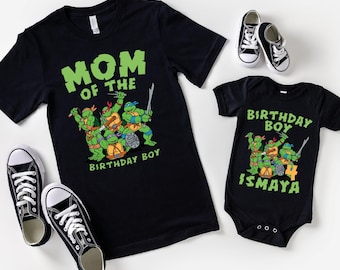 Camiseta de cumpleaños de tortuga verde, camiseta personalizada para fiesta de tortuga, camiseta de tortuga a juego para toda la familia, top de cumpleaños para niños pequeños, linda camiseta de tortuga verde