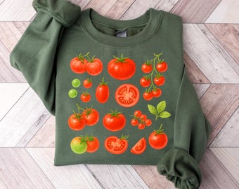 Tomato Sweatshirt, Fruit Sweatshirt, Botanical Sweatshirt,  Cottagecore Vegan Aesthetic, Garden Vegetable Sweatshirt, Aesthetic Clothes
