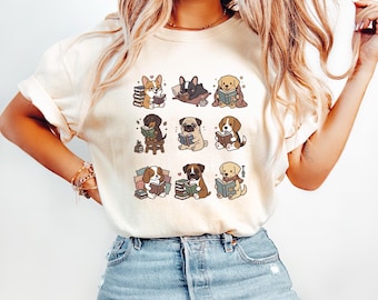 Corgi Reading Book Tee, Funny Dog Graphic Comfort Colors© Shirt, Library Dog Lover Gift, Bookish Puppy Shirt, Reader Apparel
