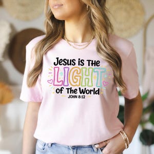 Retro Christian Shirt, Jesus Is The Light Of The World  Tee, Vintage Neon Faith Tshirt, Bible Verse Religious Graphic Tee