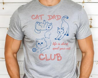 Camiseta del Club de Papás de Gatos, Regalo Divertido para Amantes de los Gatos, Camiseta Retro para Dueños de Mascotas, Regalo de Cumpleaños para el Esposo, Lindo Gráfico de Gatito, Camiseta para Papá Felino