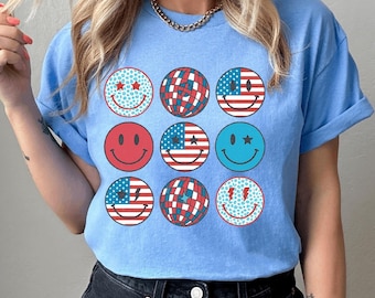 USA Shirt, 4th of July Shirt Women,  Stars and Stripes Patriotic Tee, Red White Blue T-Shirt, American Flag Shirt, Independence Day Top