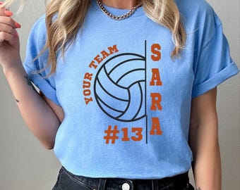 Personalized Volleyball Team Shirt, Custom Name Number Tee, Volleyball Game Day Shirt, Player Gift, Team Spirit T-Shirt