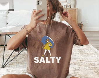 Comfort Colors® Salty Girl Shirt, Womens Retro Graphic Tee, Vintage Cotton Blend Top