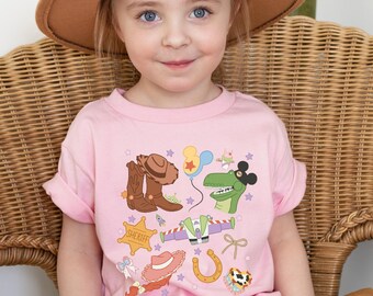 Retro Toy Story Shirt, Woody Buzz Jessie Tee, Pixar Character Badge T Shirt, Cute Disney Toy Shirt, Disney Family Trip 2025 Tee, Disney Gift