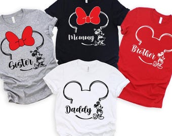 Custom Disney Family Matching T-Shirt, Personalized Vacation Trip Tee, Mickey and Minnie Disney Family Shirt, Custom Name Gift