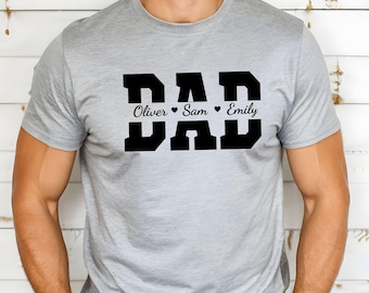 Custom Dad Shirt With Kids Names, Personalized Father's Day Gift, Daddy Tee, New Dad Birthday Present, Custom Family Names Shirt