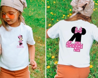 Custom Birthday Girl T-Shirt, Personalized Happy Birthday T Shirt, Pink Mouse Of The Birthday Shirt, Disney Birthday Party Tee, Minnie Shirt