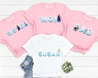 Disney Family Matching Shirt, Custom Frozen Elsa Anna Tee, Personalized Olaf Birthday Shirt, Mom Dad Princess Castle Top