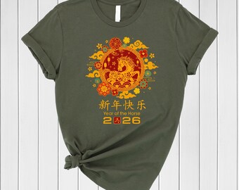 Chinese New Year 2026 T-Shirt, Year of The Horse Happy Lunar New Year Tee