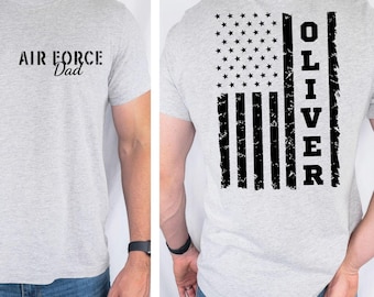 Camiseta personalizada para papá de la Fuerza Aérea, camiseta personalizada para la familia de un aviador, regalo de graduación de la Fuerza Aérea, camiseta para papá orgulloso de la Fuerza Aérea, camiseta de apoyo militar