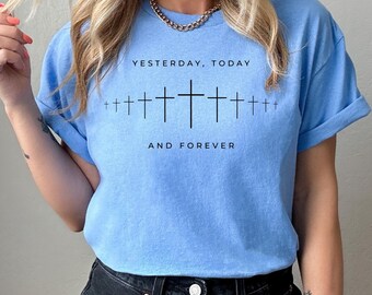 Minimalist Christian Shirt, Bible Verse Comfort Colors© Tee, Cross Line Art Shirt, Religious Inspirational Shirt, Christian Women Tee