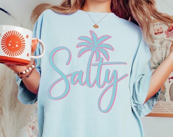 Comfort Colors® Salty Shirt, Trendy Summer Shirt, Salty Summer Shirt, Beach Shirt,Palm summer Shirt, Summer Vibes Shirt,Coastal Vacation Tee