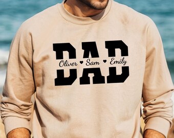 Custom Dad Sweatshirt Kids Names, Personalized Father's Day Gift, Daddy Crewneck, Custom Family Pullover, New Dad Sweater