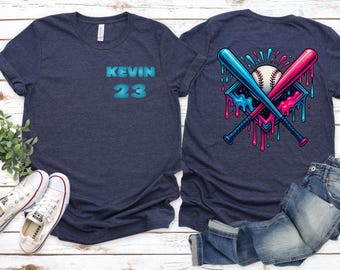 Custom Baseball Drip T-Shirt, Personalized Baseball Drip T Shirt for Kids, Boy Birthday Baseball Tee, Ice Cream Drip Shirt, Trendy Mom Tee