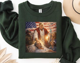 Suéter cristiano de Trump, top con diseño político espiritual, prenda de regalo religiosa republicana.