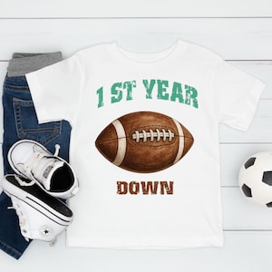 Personalized Football First Birthday Shirt, Custom Touchdown Birthday Outfit, One Year Down Tee, 1st Birthday Shirt for Boys, Birthday Gift