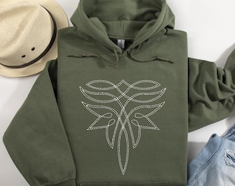 Boot Stitch Hoodie, Western Cowgirl Graphic Hoodie, Rodeo Trip Hoodie