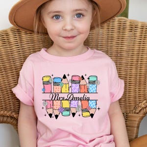 Custom Pencil Teacher Shirt, Personalized Teacher Name Tee, Back to School Shirt,Teacher Appreciation Gift, Appreciation Shirt,Classroom Tee