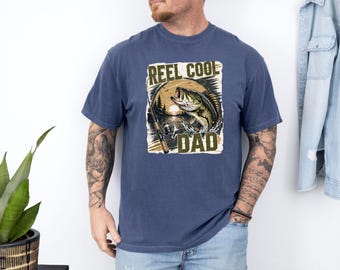 Divertida camiseta de pesca para hombre, con estampado de pez lubina, Comfort Colors©, camiseta retro para papá pescador.