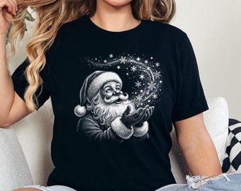 Magic Santa T-Shirt, Vintage Christmas Tee, Retro Winter Shirt, Noel Top, Holiday Graphic Apparel