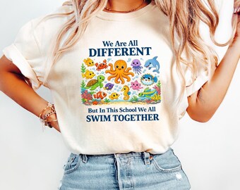 Camiseta Comfort Colors© We Are All Different, Camiseta de aceptación del autismo, Camiseta inclusiva para el aula