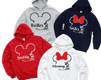 Custom Name Disney Family Matching Trip Hoodie, Disney Mickey and Minnie Vacation Hoodie, Personalized Disney Vacation Trip Hoodie, Disney