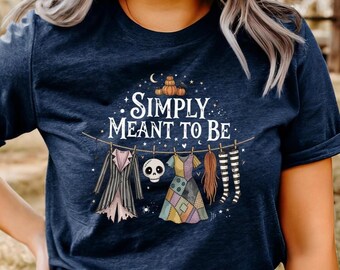 Simply Meant To Be Jack Sally Shirt, Couple Halloween Spooky Season Tee, Nightmare Romance T-Shirt, Gothic Love Shirt