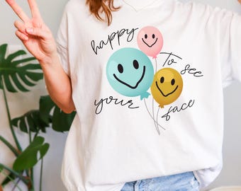 Comfort Colors® Happy To See Your Face Shirt, Back To School Teacher Tee,Shirts for Teachers,Teacher Life & Appreciation Gift, Teacher Gifts
