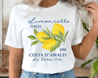 Retro Limoncello La Dolce Vita Tee, Lemon Shirt, Italy T-shirt, Amalfi Coast Summer, Summer Shirt, Coastal Granddaughter Aesthetic