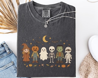Vintage Halloween Characters Comfort Colors© Shirt, Retro Spooky Costume Tee, Cute Fall Graphic T-Shirt, Nostalgic Halloween Gift