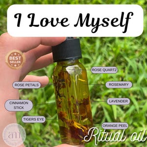 Self Love Oil | Ritual Anointing Oil for Empowerment, Attraction, Self-Care | Herbal Crystal Infused