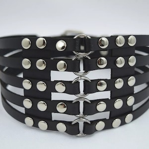 Gothic Punk Black Leather Studded Choker: Emo Rave Necklace