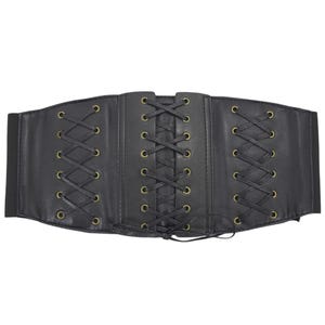 Y2K Goth Corset Waist Belt: Faux Leather Lace-Up Cinch