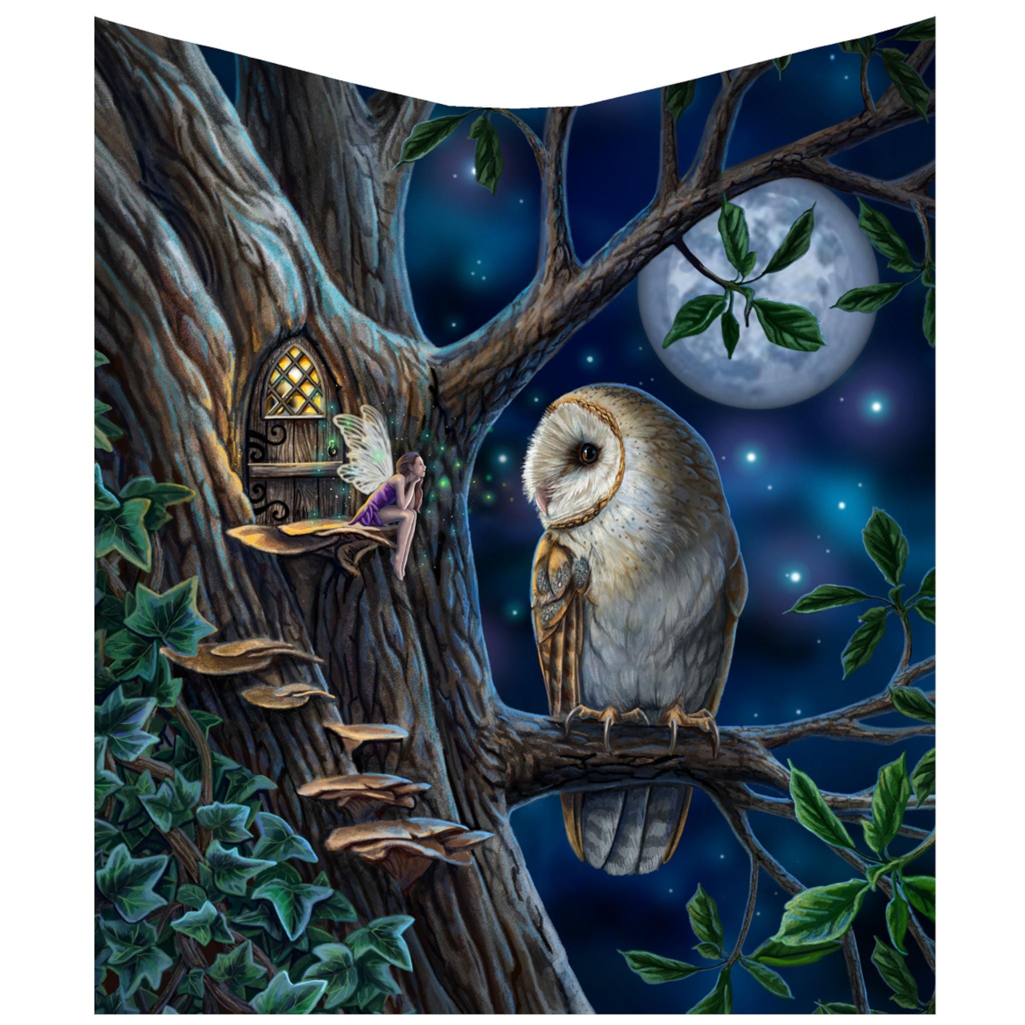 Fairy and Owl Throw Blanket: Lisa Parker Fantasy Art - 56" x 62"