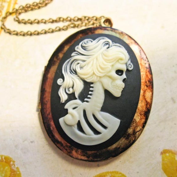 Gothic Skeleton Bride Cameo Locket by Brehan Todd