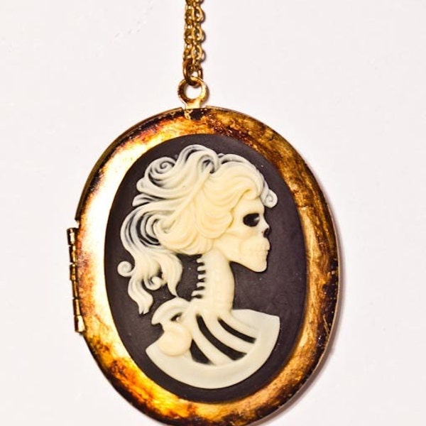 Gothic Skeleton Bride Cameo Locket by Brehan Todd