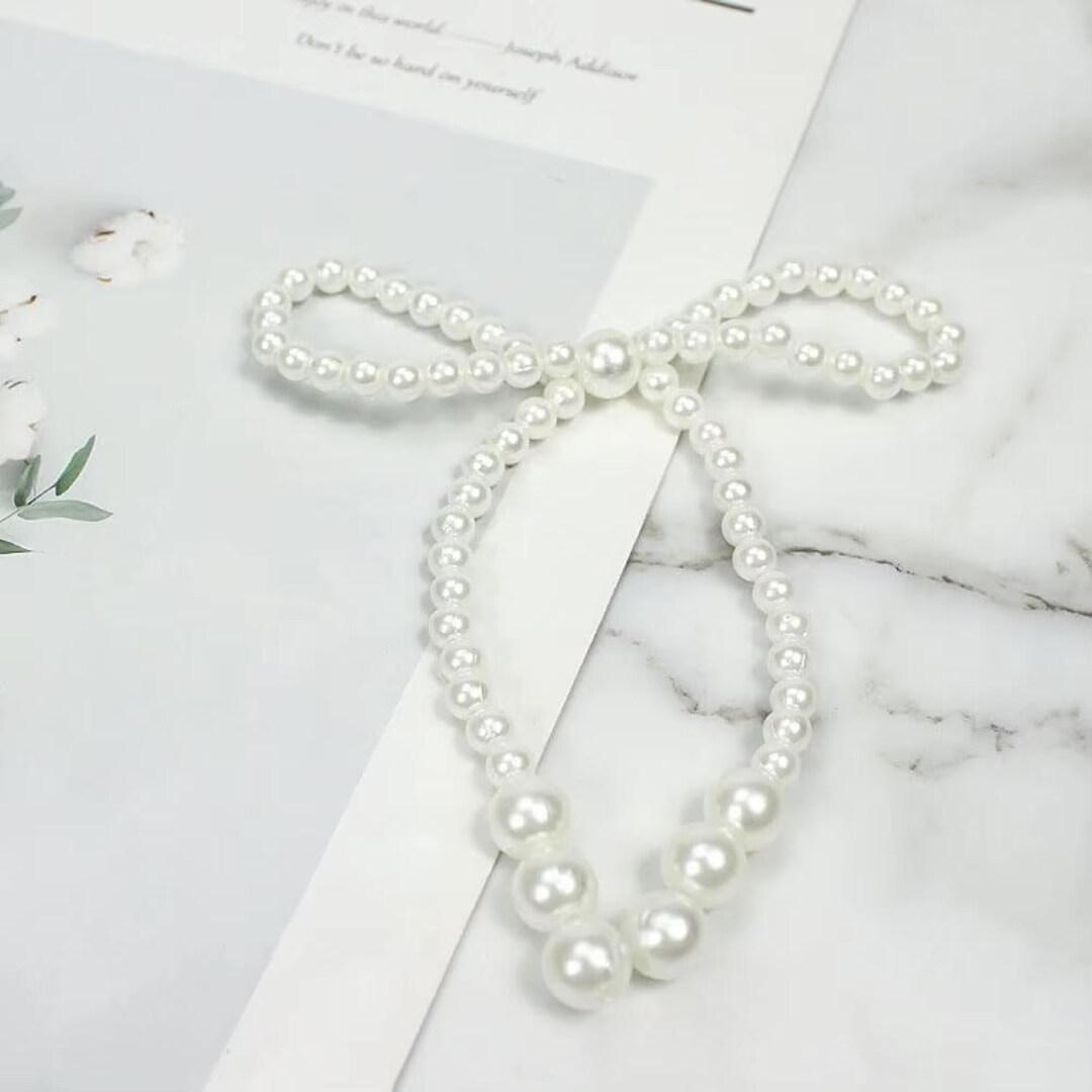 10-Piece White Imitation Pearl Bow Cake Toppers - Elegant Bowknot Decor For Wedding, Bridal Shower & Birthday Cakes - View #4