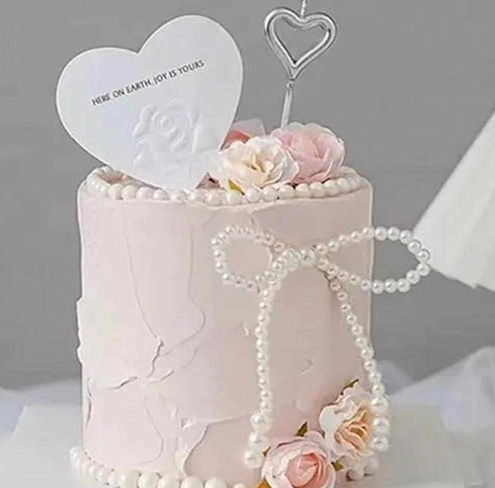 Elegant Pearl Bow Cake Topper - Faux Pearl Decoration For Wedding & Birthday Cakes