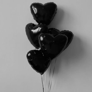 Balloon Black Heart Birthday Anniversary Funeral Milestone Balloons, Black Birthday Balloons, Galentines Valentines Balloon 10pcs 18inch
