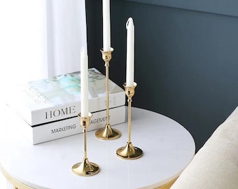 Gold Taper Candle Holders: European Style Metal Candlestick Set