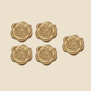 Etiqueta engomada del sello de cera vintage para sobre, invitación, cumpleaños, boda, oro, plata, bronce, rojo / paquete de cinco