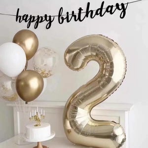 Platinum Gold Number Balloon Number Helium Foil  Balloon Digit Birthday Party Decorations Baby Shower, Anniversary, Milestone Balloon 40inch