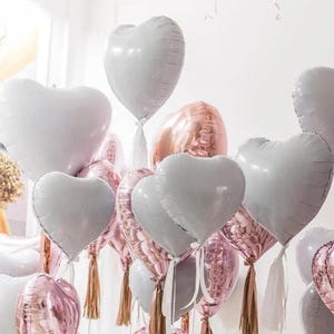 White Heart Balloon, Heart-shaped Balloons, Birthday Anniversary Bach Party, Milestone Balloons, white Balloon Bouquet | 10pc 18inch