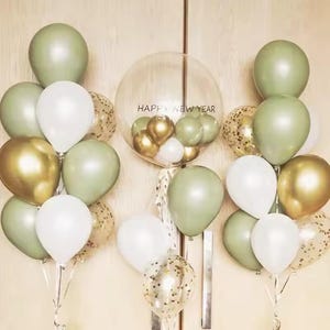 Balloons Sage Green Sand white Gold Confetti Balloons Set For Birthday Wedding Baby Shower Graduation Eucalyptus Party Decorations 30 pack
