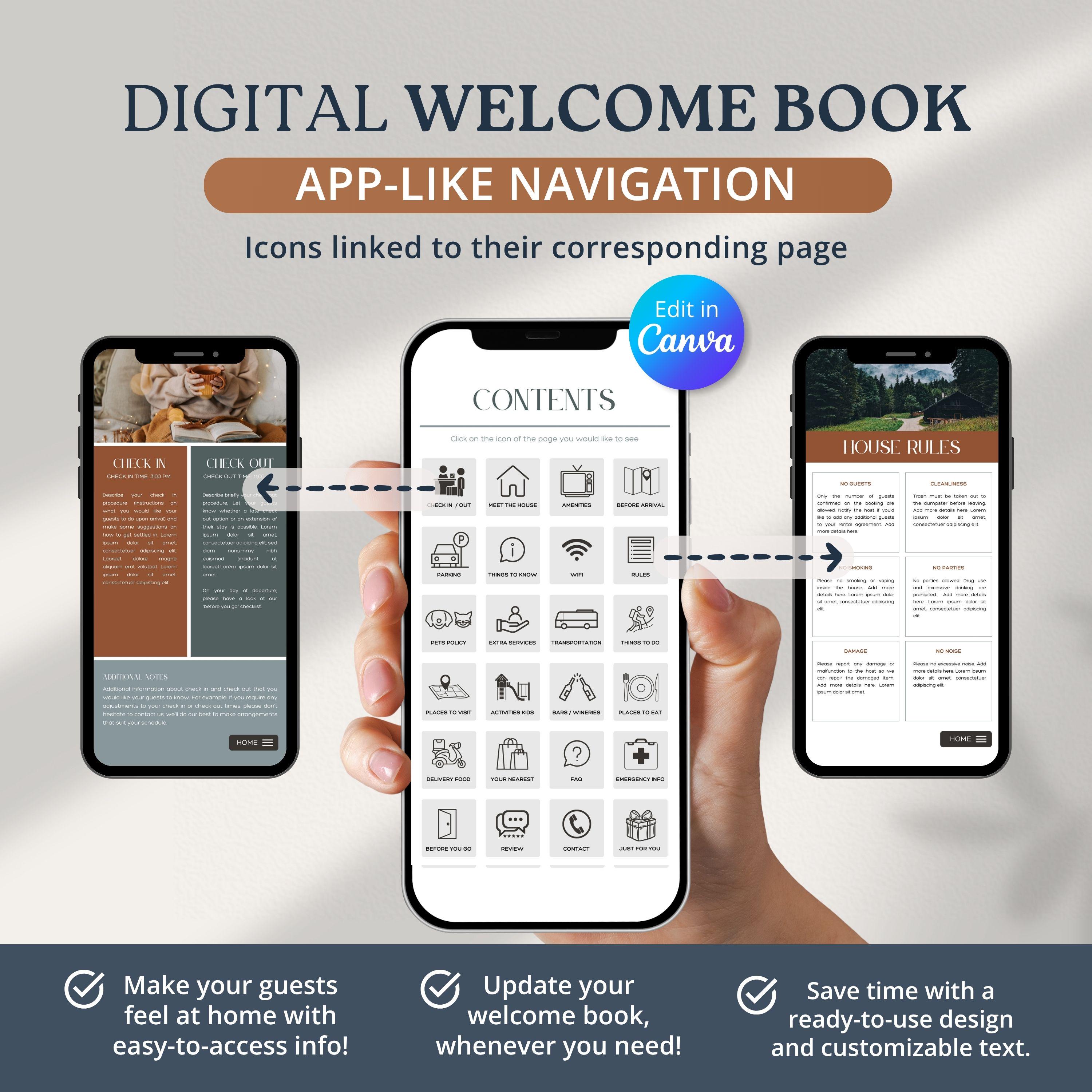 Airbnb Book Template Cabin Themed, Lake House, Cottage Airbnb
