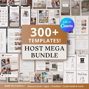 Editable Airbnb and VRBO Host Template Bundle, Airbnb Cleaning and Inventory Checklist, Editable Airbnb Signs, Airbnb Welcome Book Template