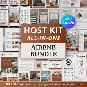 Airbnb Host Bundle Template, Welcome Book Template, Airbnb Cleaning Checklist, Editable Airbnb Signs, Inventory Checklist, VRBO Host Bundle