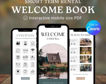 Editable Airbnb Welcome Book Template, Canva Vacation Rental Guide for Cabin or Cottage (Digital)